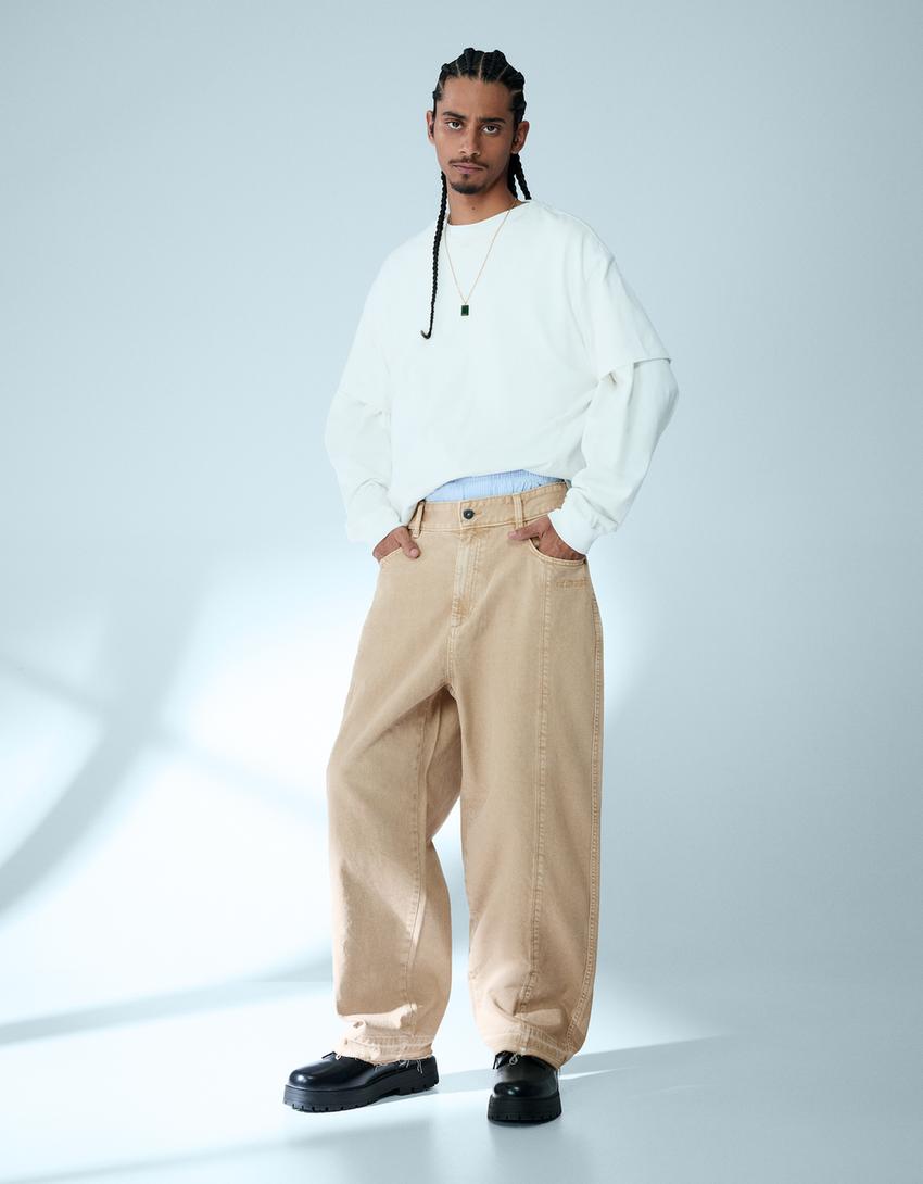 Super Baggy Hose-Sandfarbe