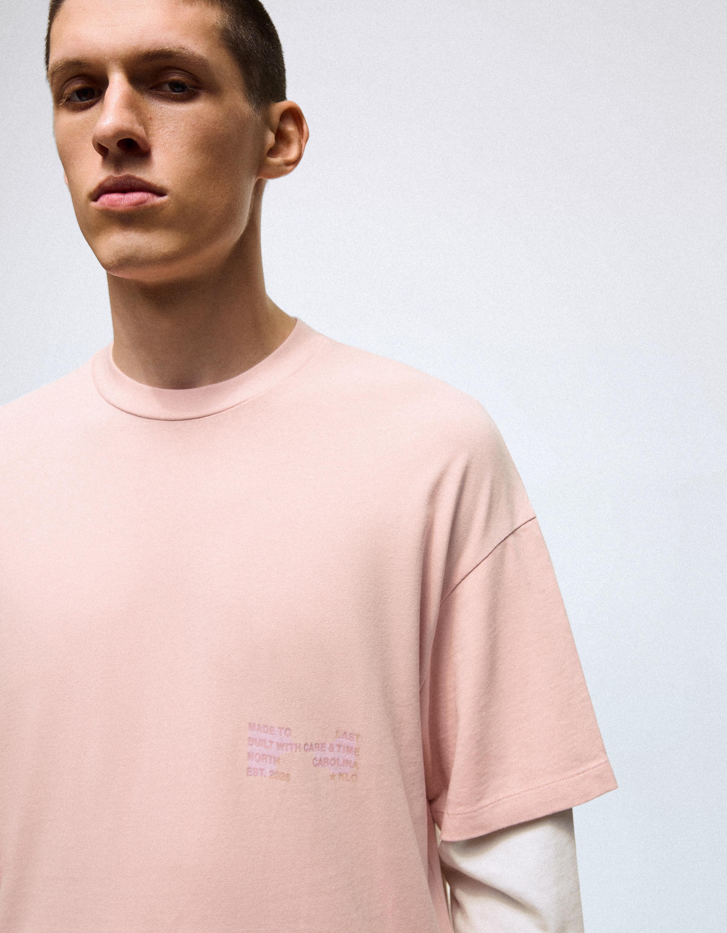 Contrast double-sleeve T-shirt — Pink
