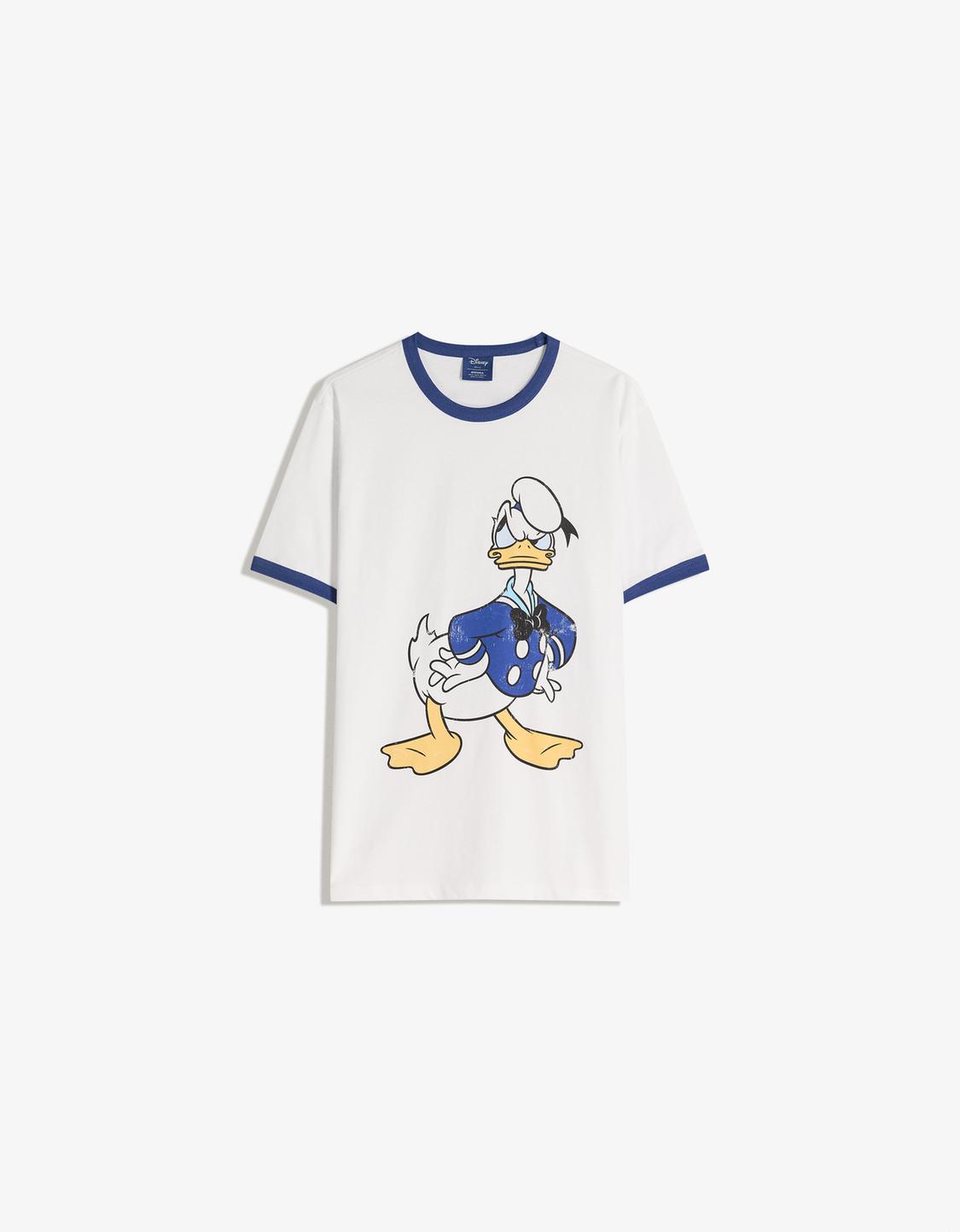 T-shirt Donald Duck manga curta com rib de contraste estampado