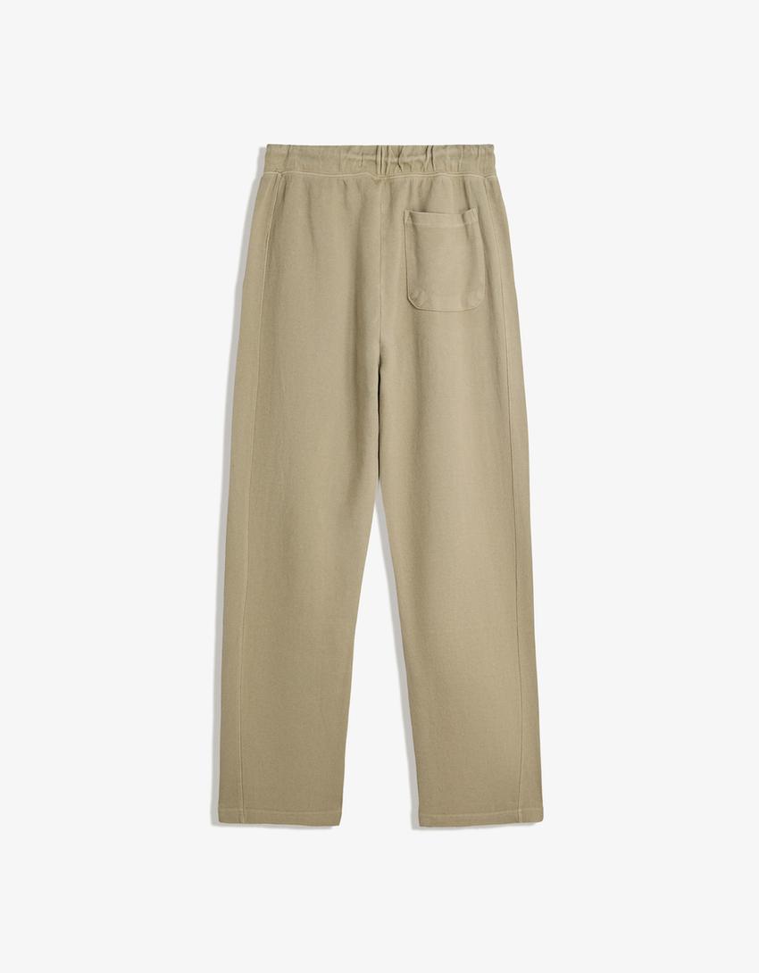 Pantalon piqué effet délavé-Pierre