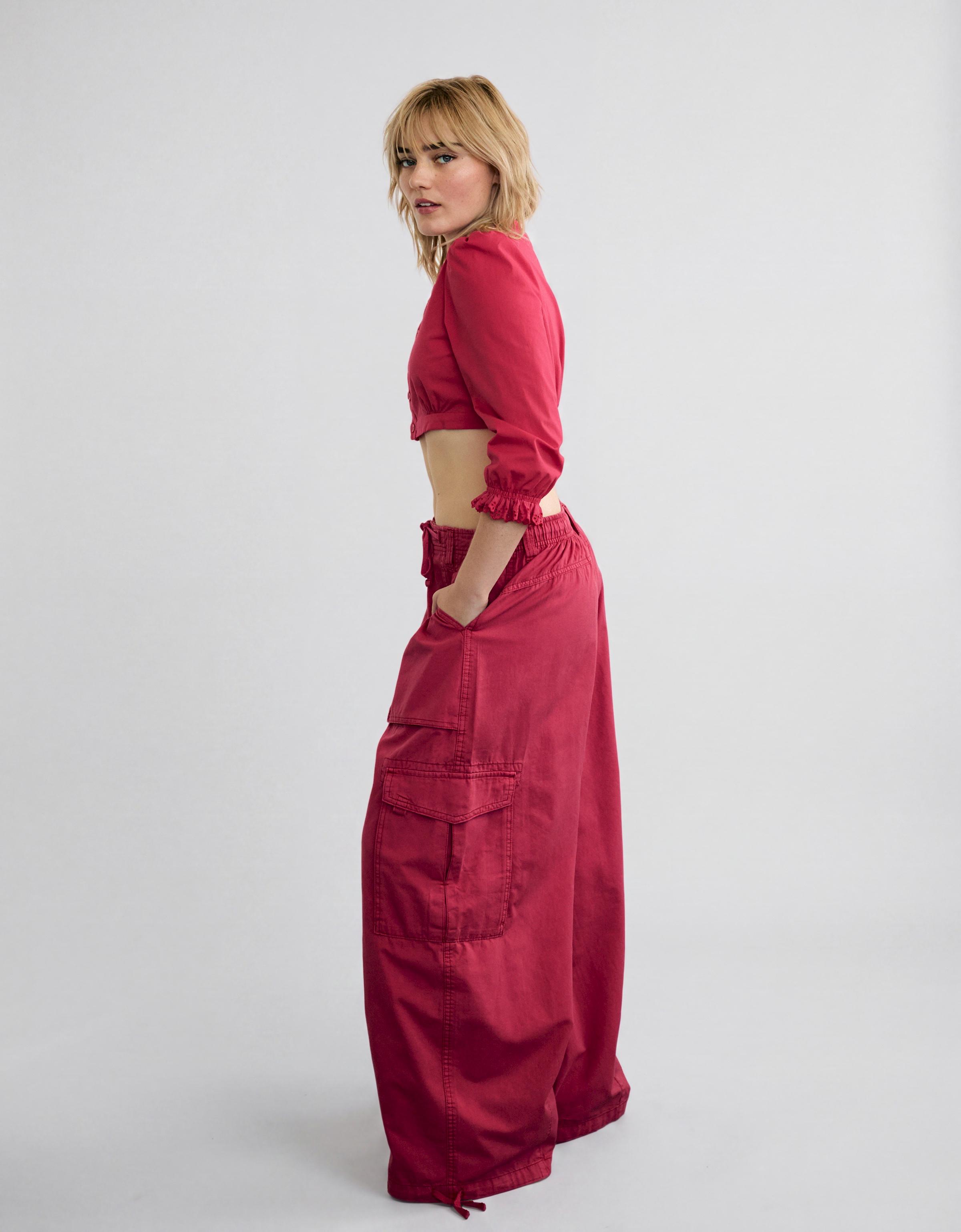 Parachute cargo trousers — Red