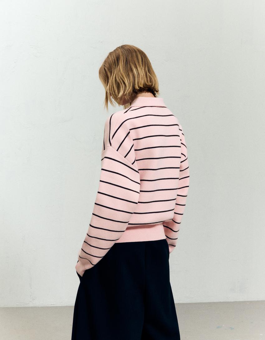 Sweater met polokraag-Roos