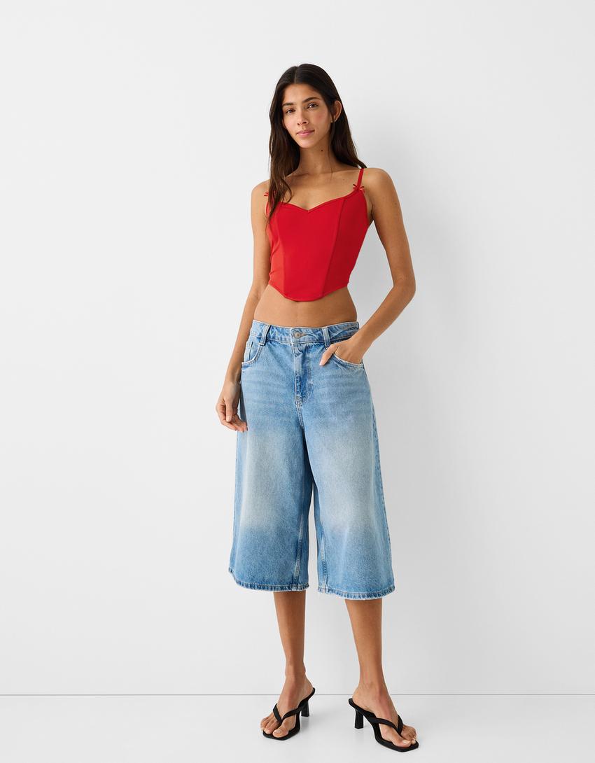 توب كورسيه بحمالات وعُقد-أحمر-3