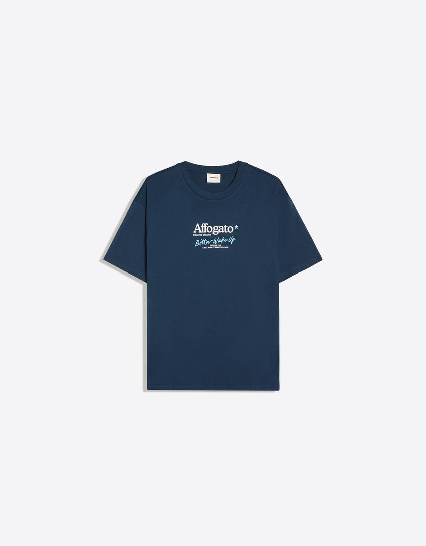Relaxed fit printed T-shirt-Navy