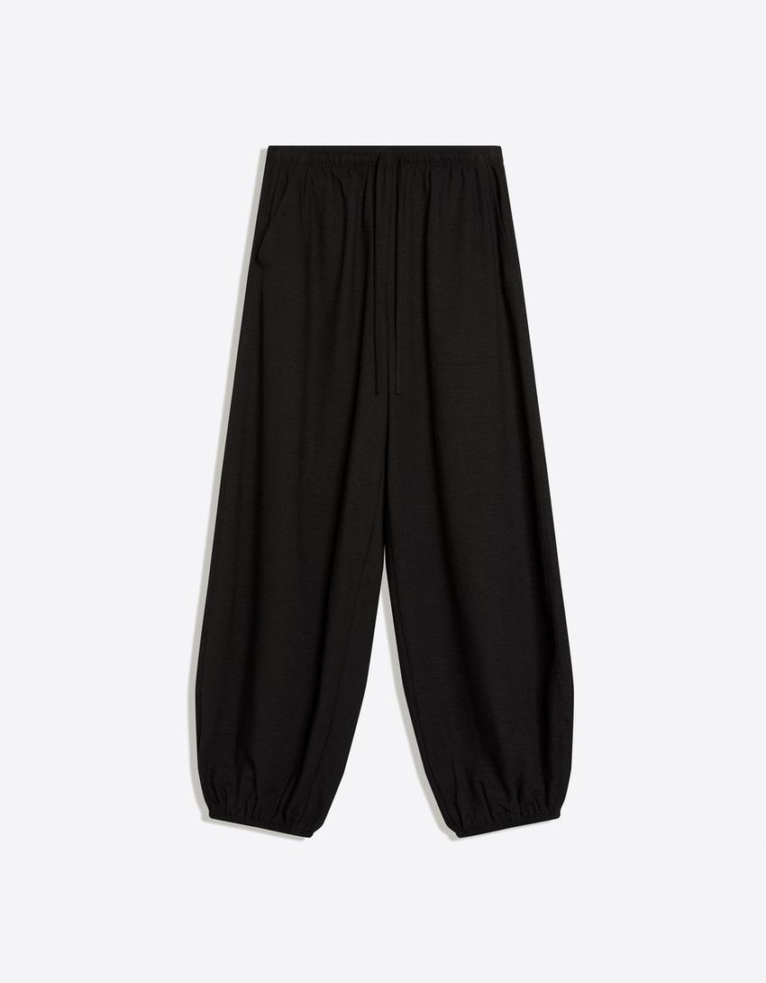 Rustic sarouel trousers-Black