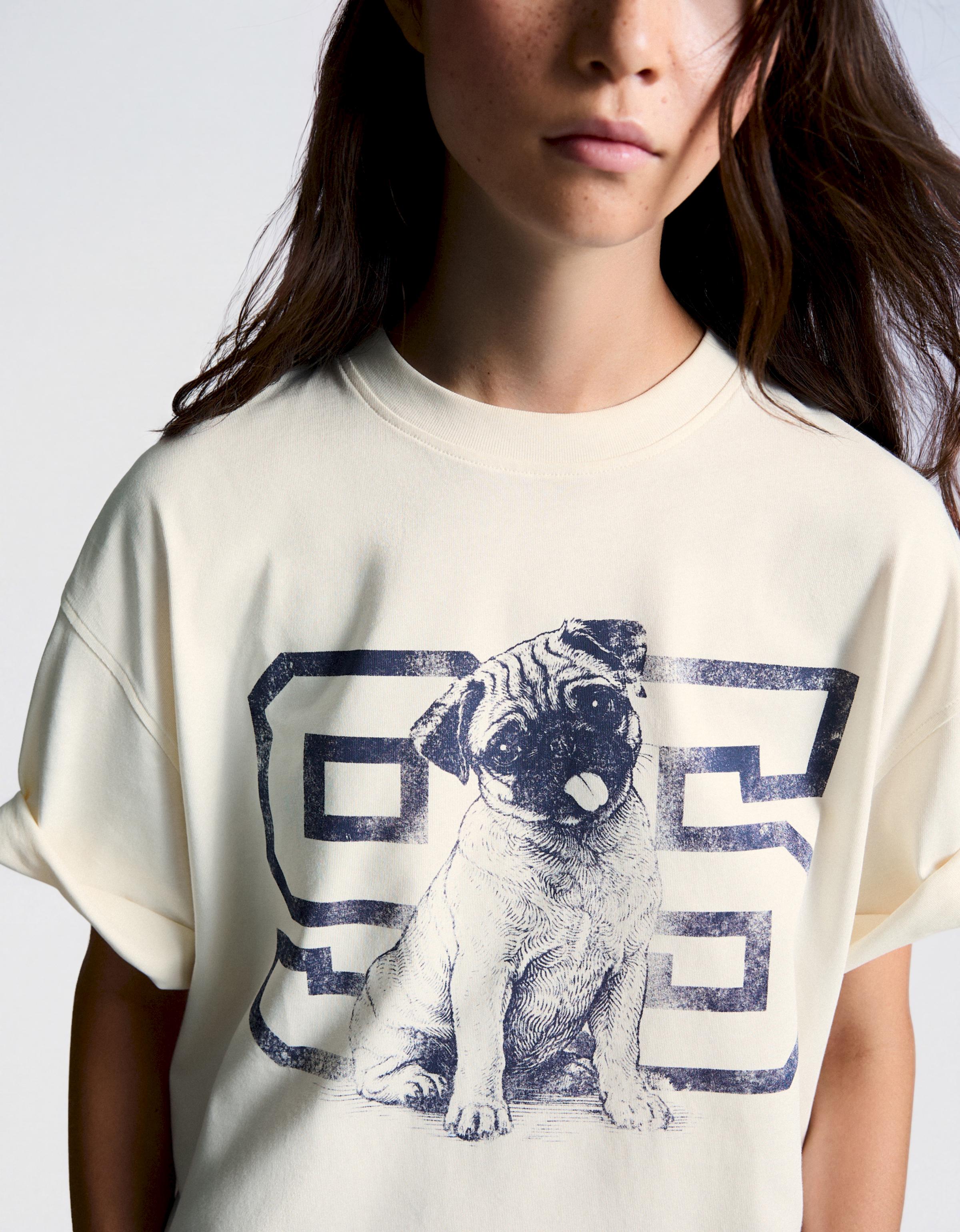 Oversize short sleeve print T-shirt — Cream
