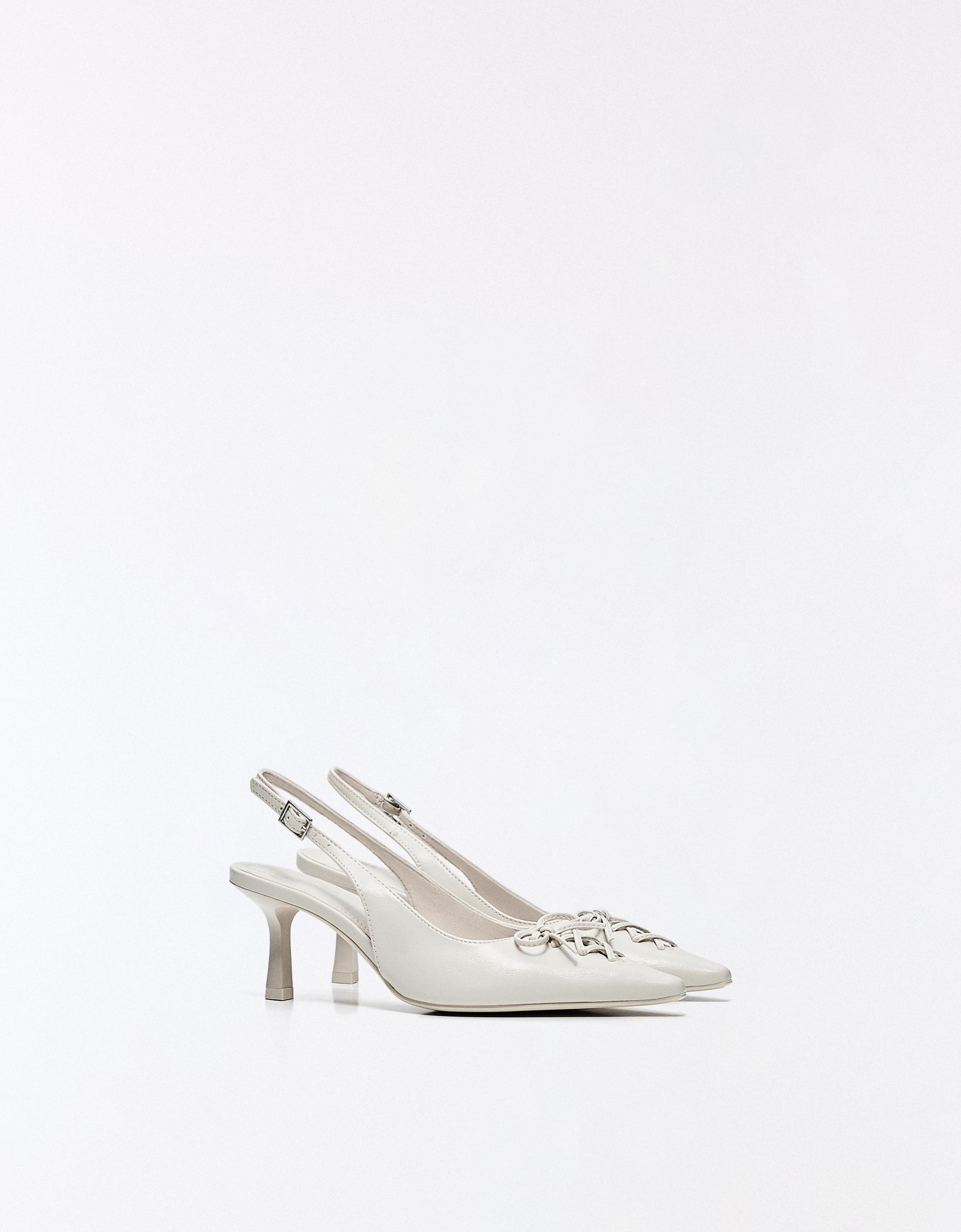 KITTEN HEEL CORSET SHOES — WHITE