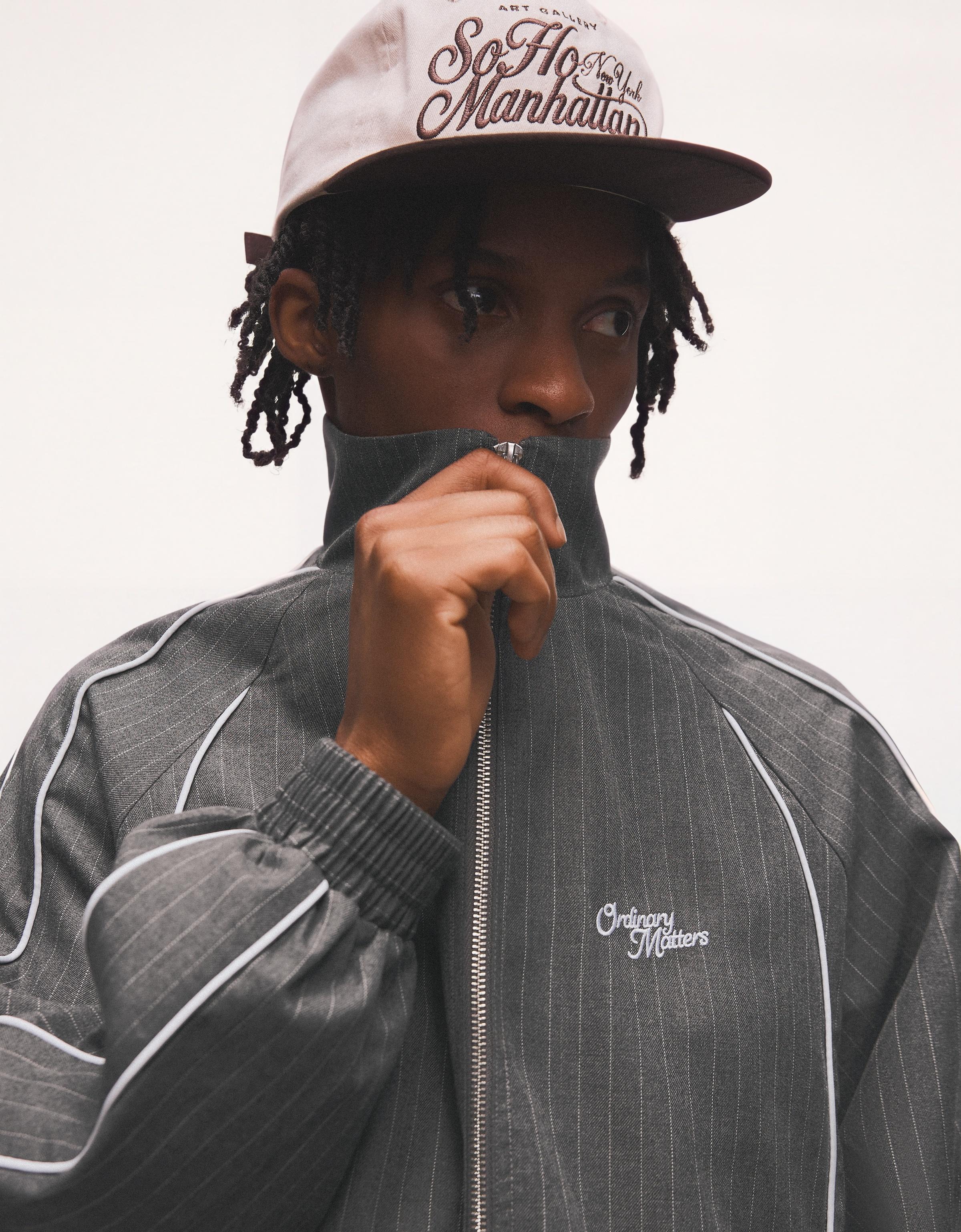Oversize pinstripe jacket — Mixed gray