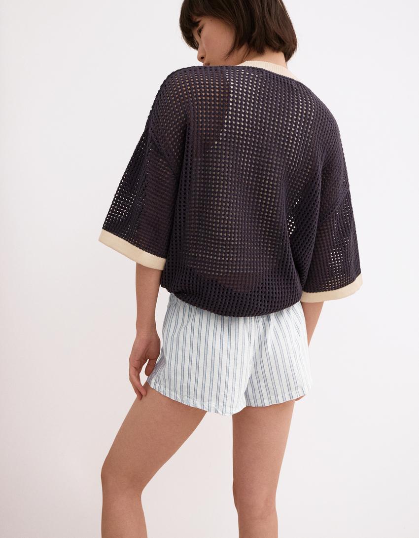 Shorts mini con bottoni-Bianco