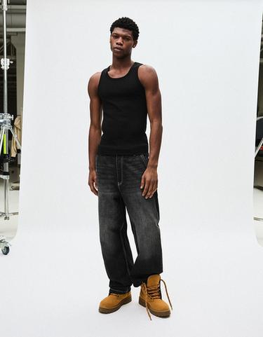 Ribbed sleeveless T-shirt — Black 3