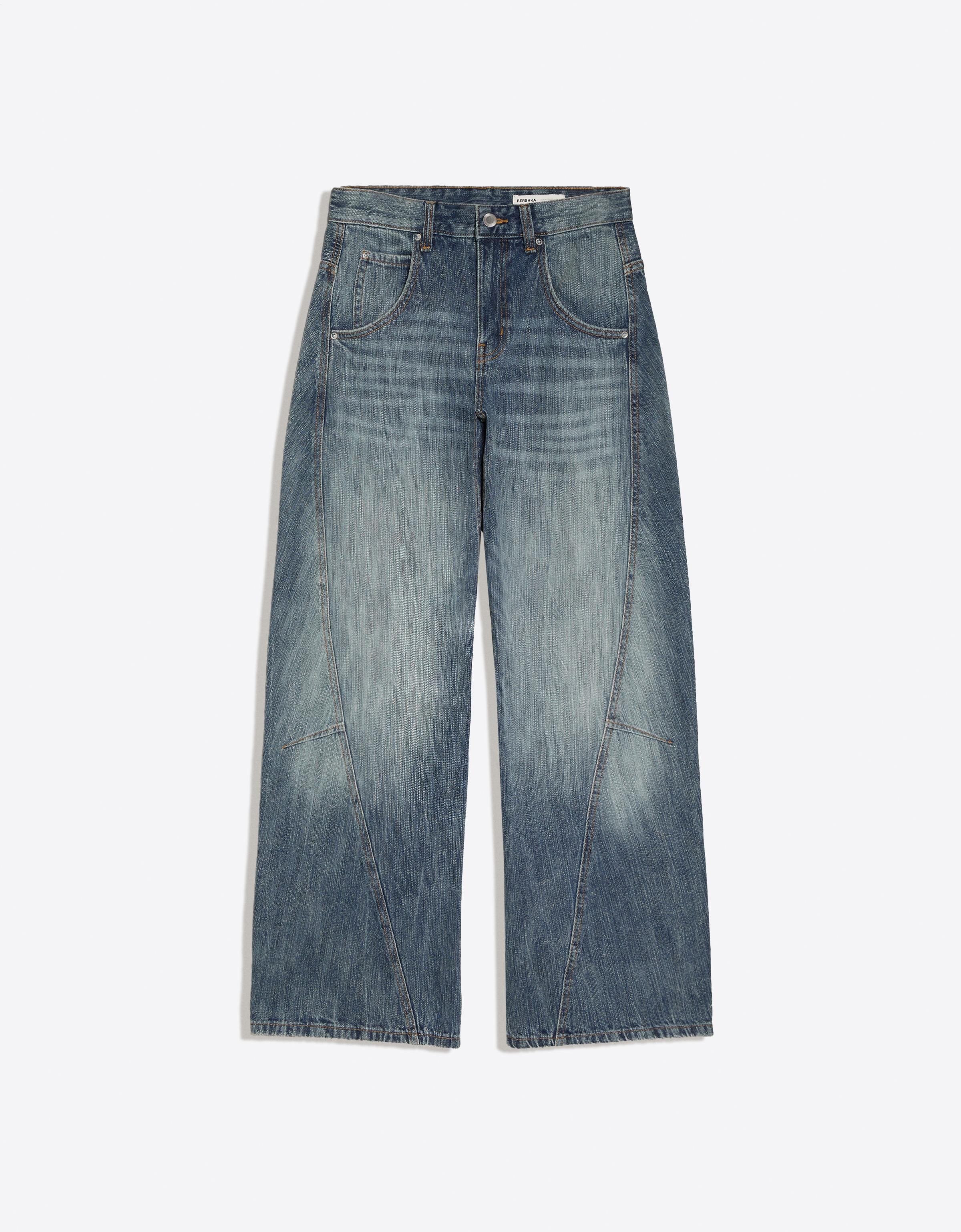 Low-rise barrel jeans — Light blue