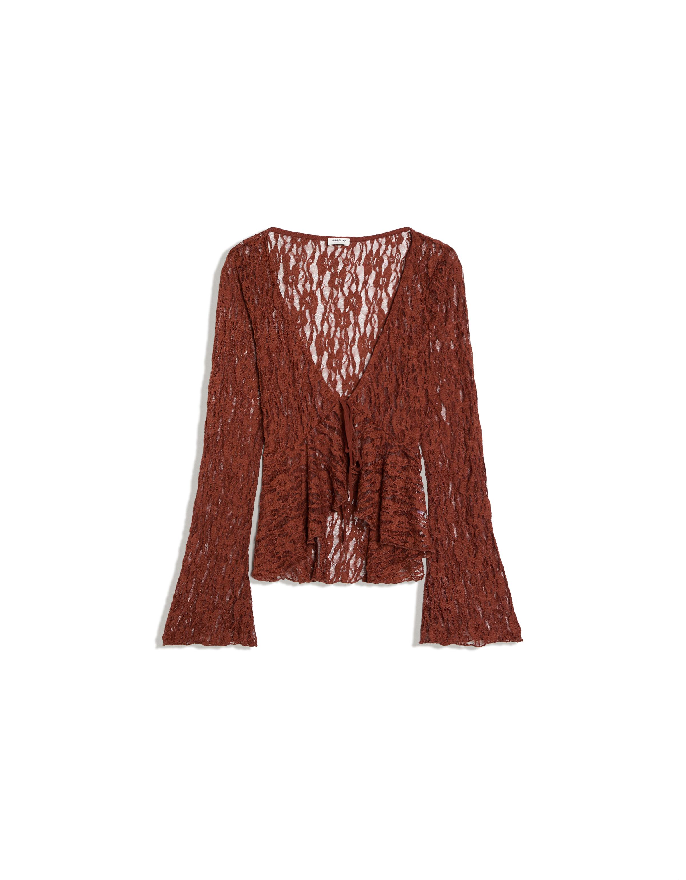 Lace ruffle jacket — Light Brown