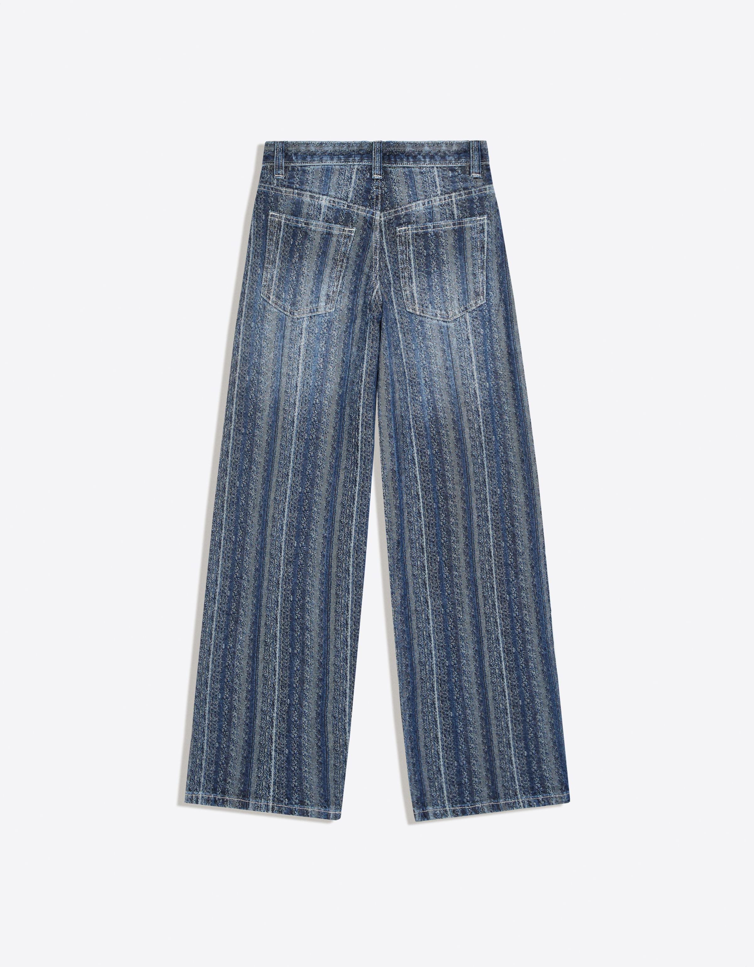 Textured crossover waist jeans — Blue