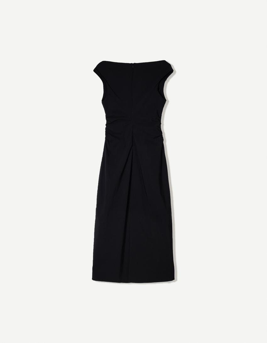 Stretch midi dress-Black