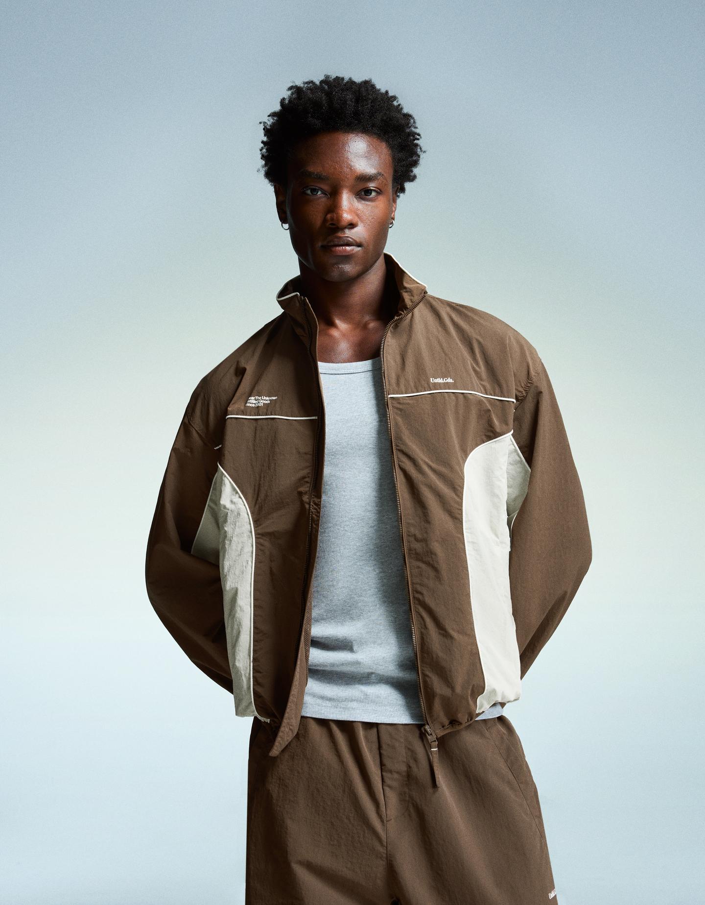 Bershka Cazadora Técnica Sport Hombre L Marrón