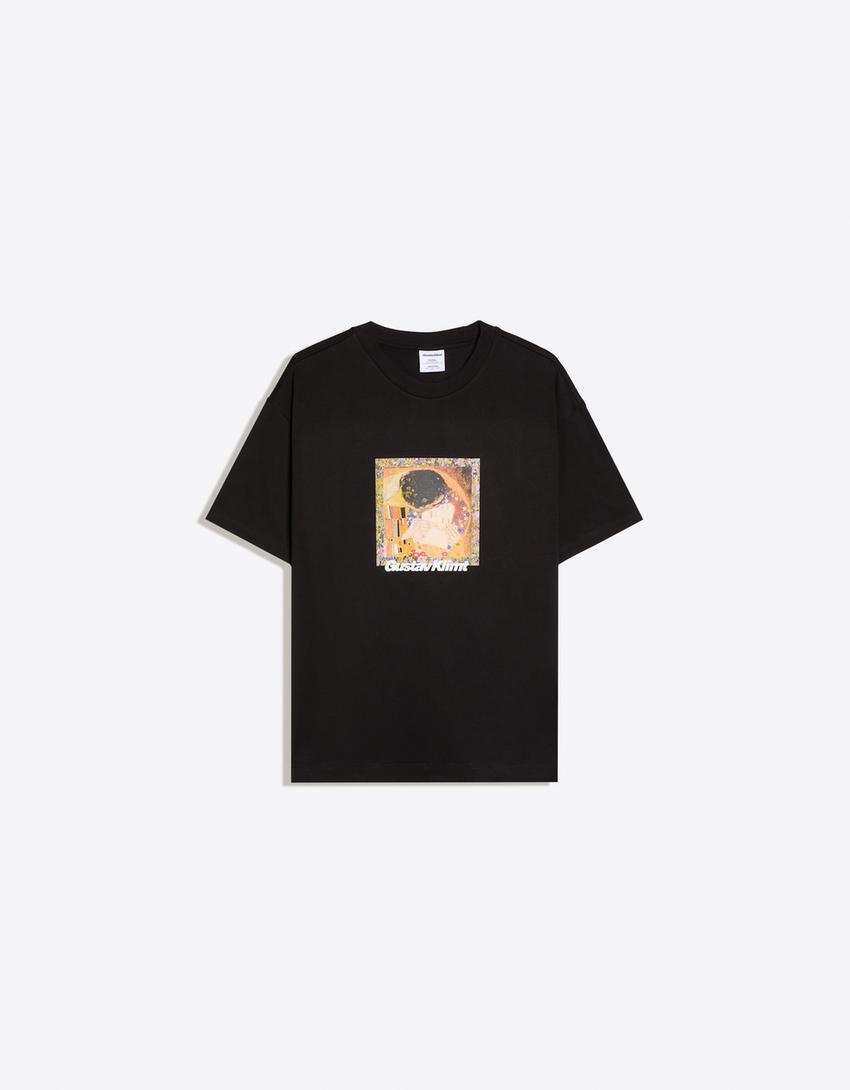 T-shirt manches courtes imprimé KLIMT-Noir