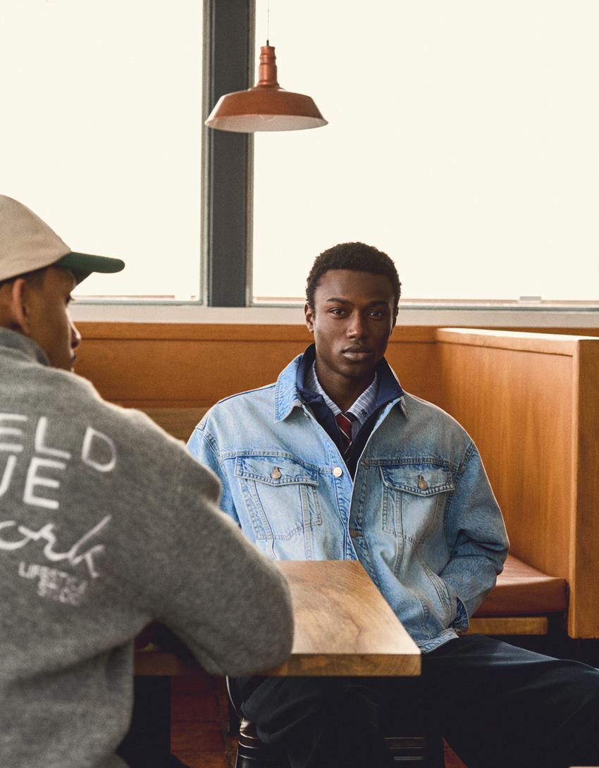 Veste en jean-Bleu lavé