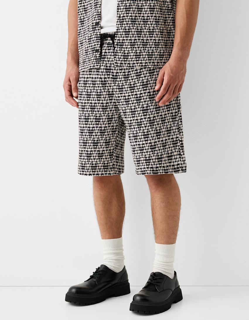 Bermuda imprimé-Blanc / Noir-1