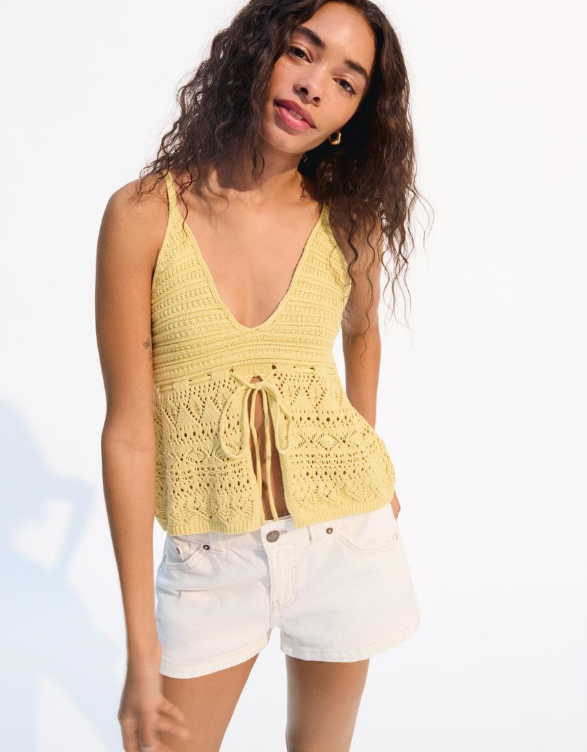 Atasan rajut crochet-Kuning-0