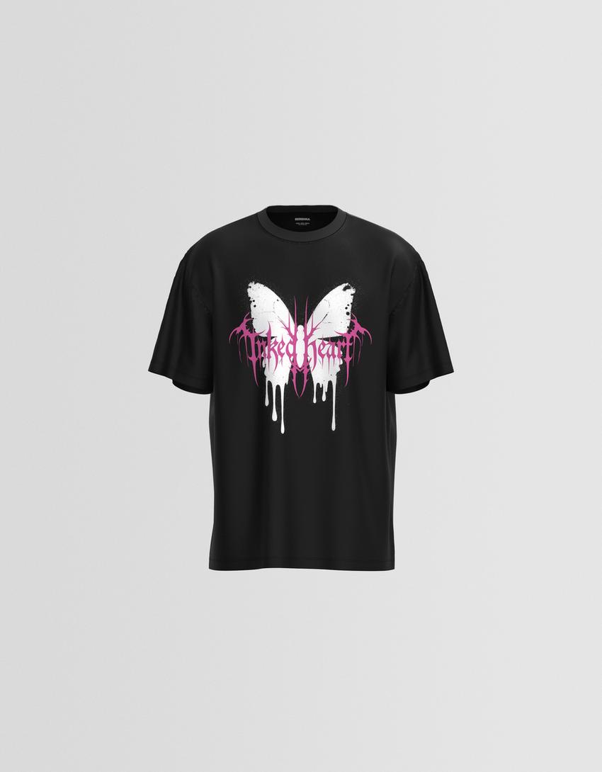 Short sleeve T-shirt with print-Black