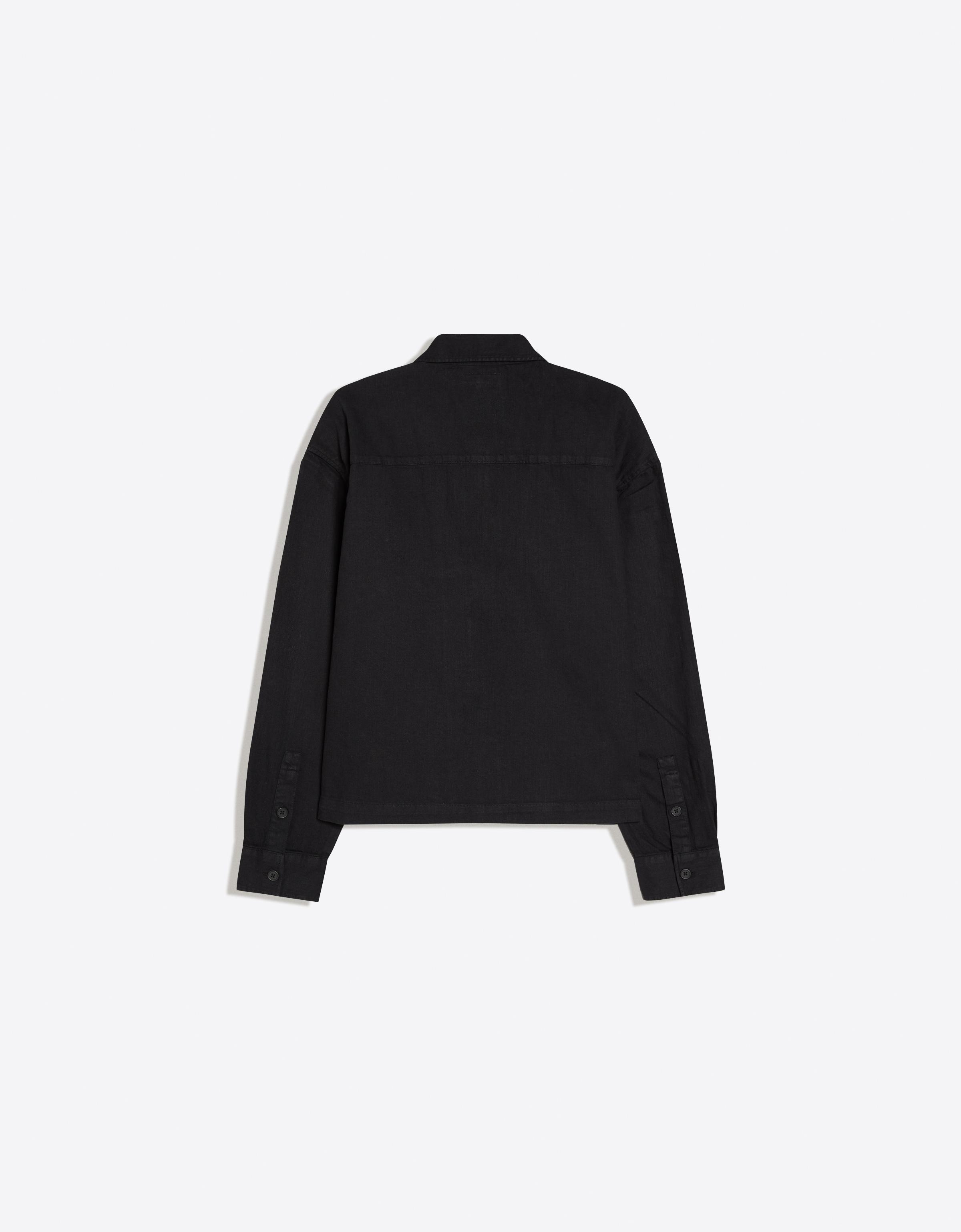 Zip-up overshirt with linen — Black
