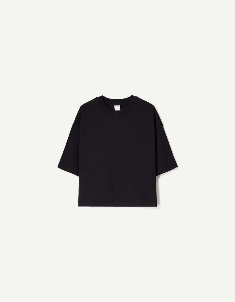 Kısa kollu ağır pamuklu boxy fit t-shirt