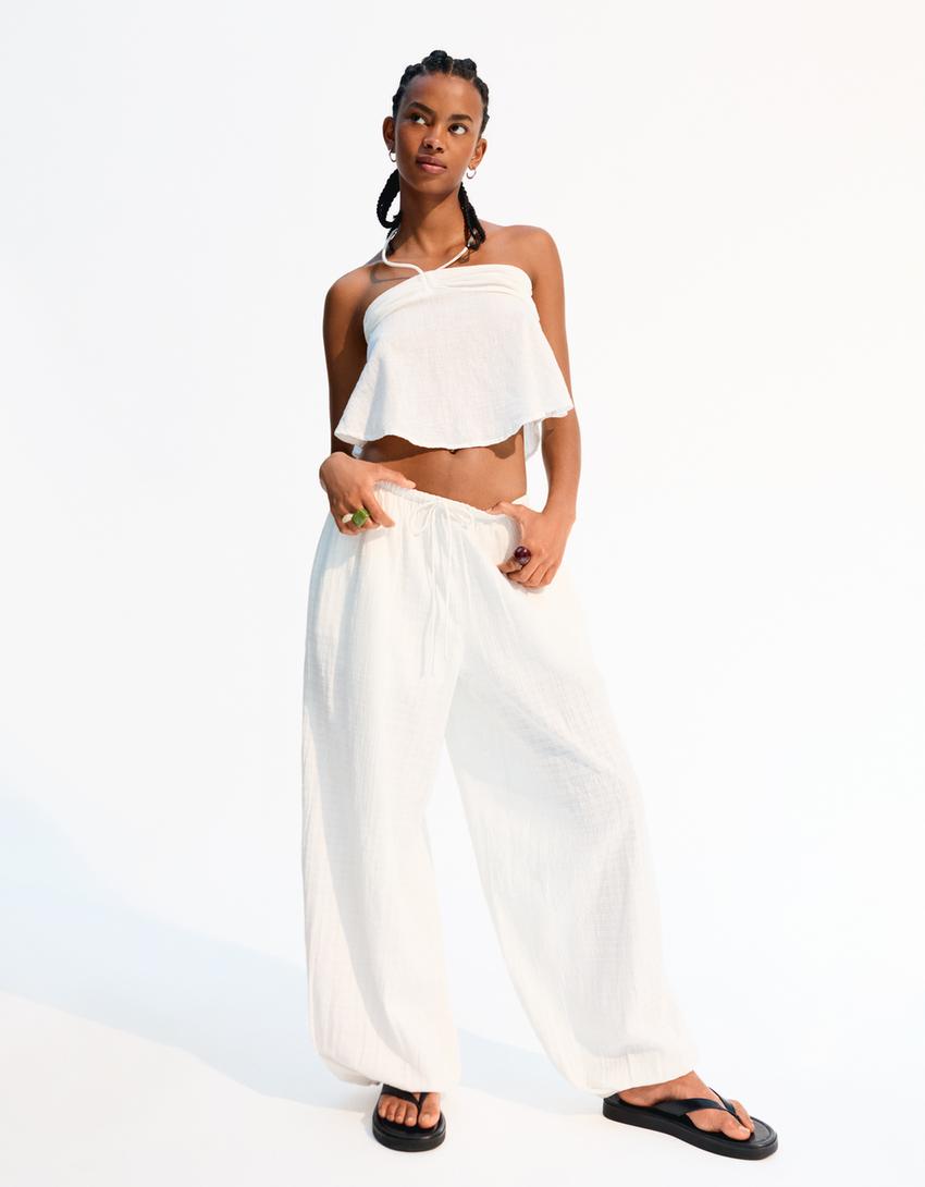 Baggy pants-Cream-2