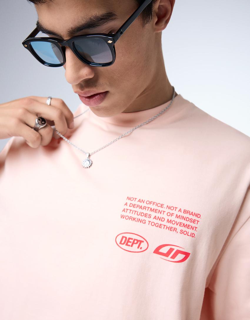 T-shirt Boxy fit street lettering-Rose