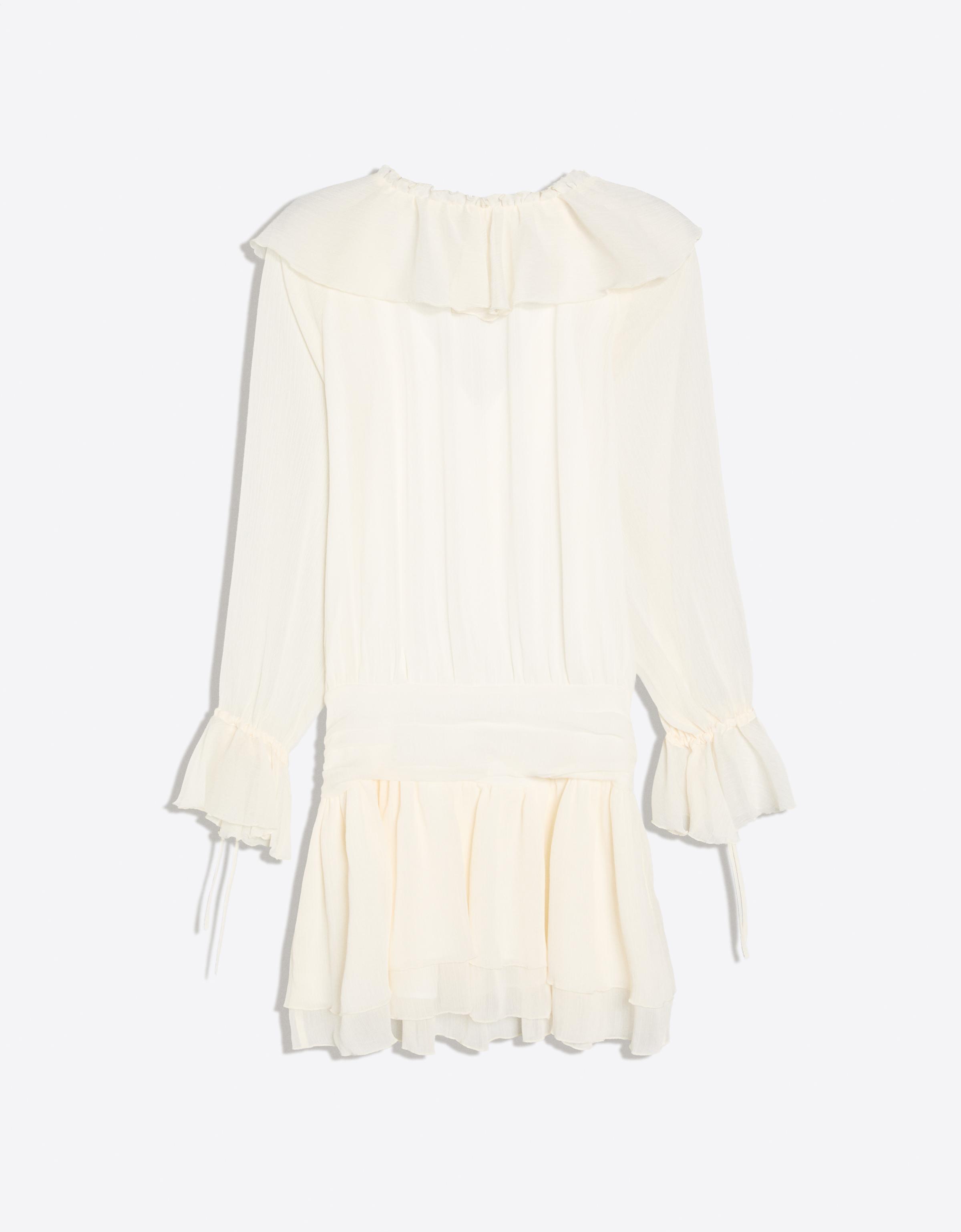 Mini dress with ruffles — White