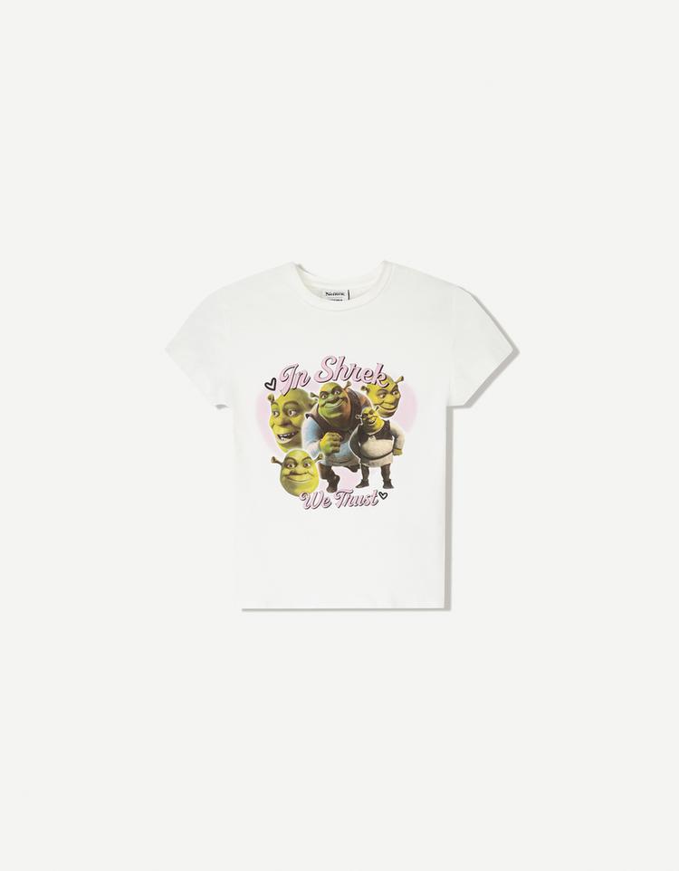 Kısa kollu Shrek baskılı t-shirt