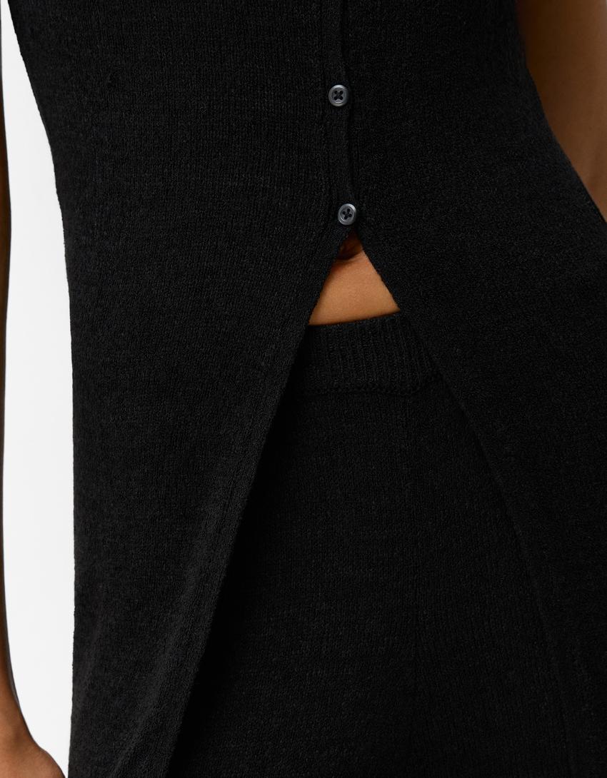Ensemble gilet sans manches et pantalon flare-Noir-5