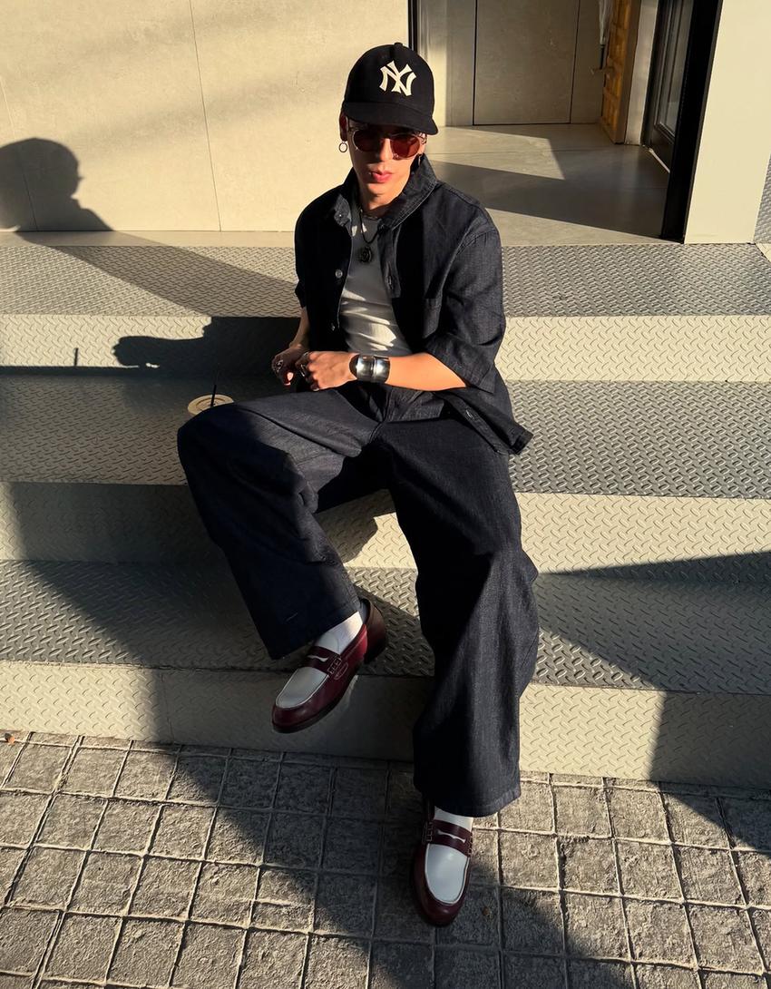 Blugi jogger baggy-Bleumarin-3