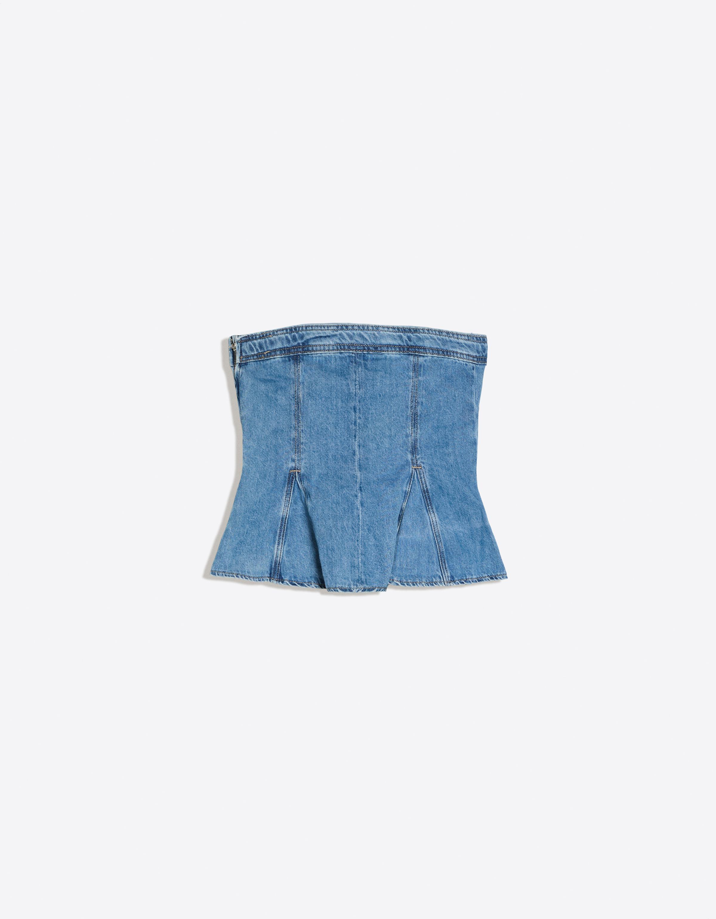 Peplum denim top — Light blue