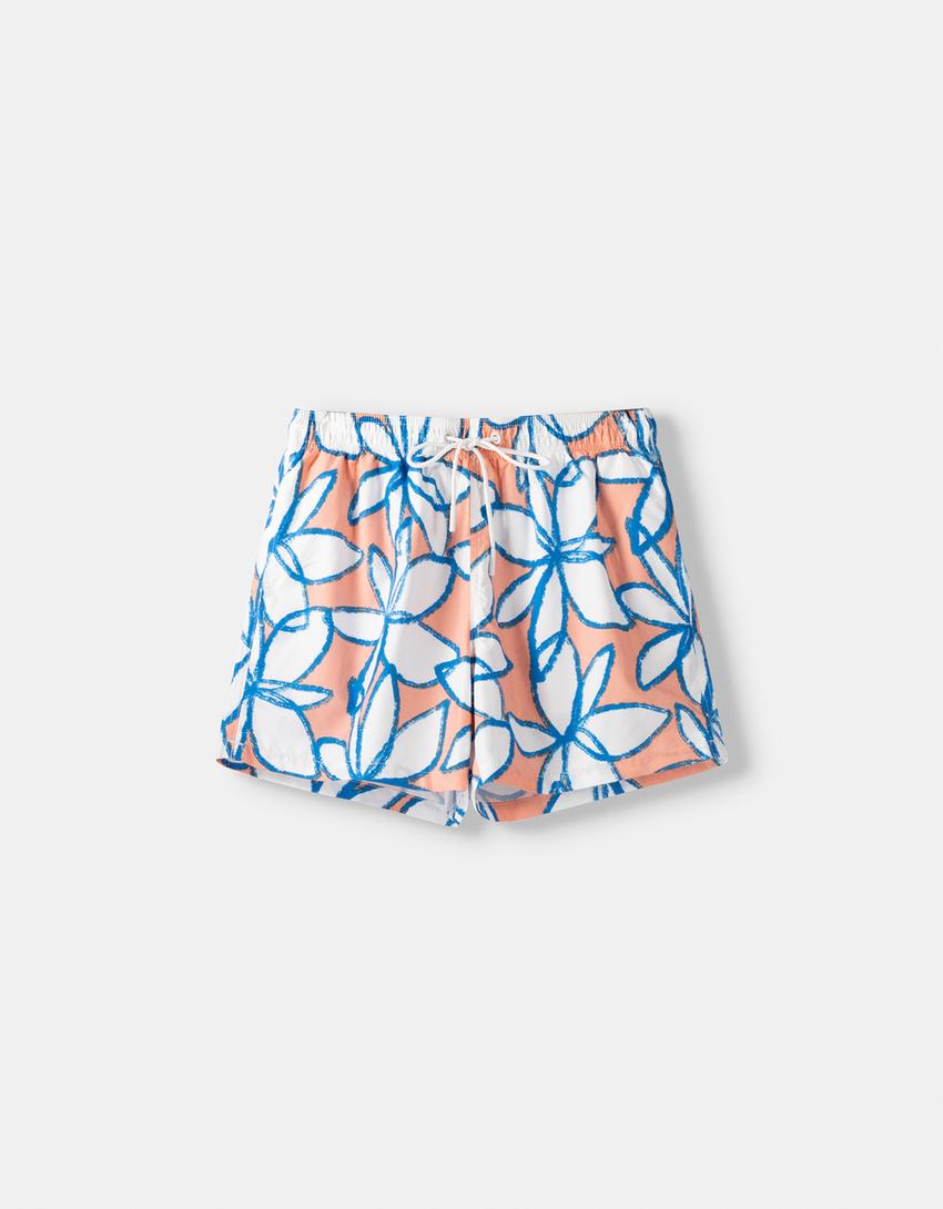 Calções de banho estampados-Rosa-4