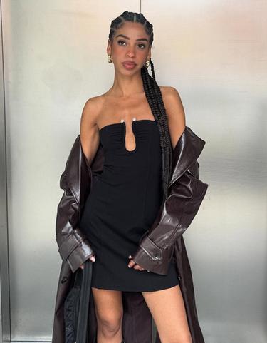 Mini dress with shimmery neckline