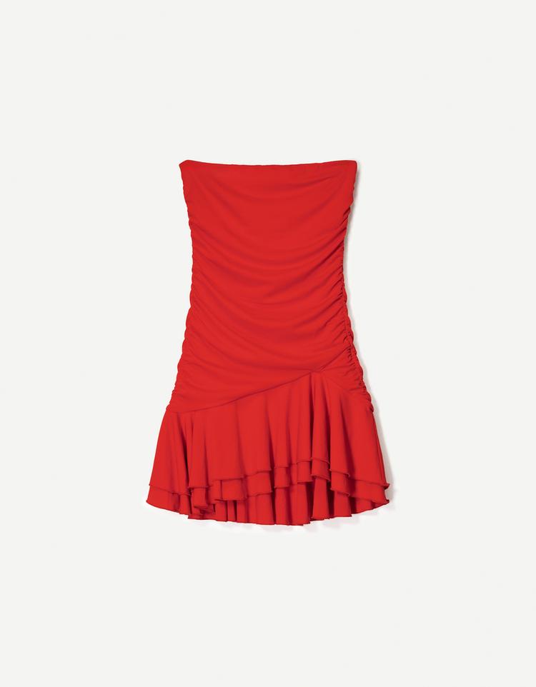 Draped ruffled mini dress