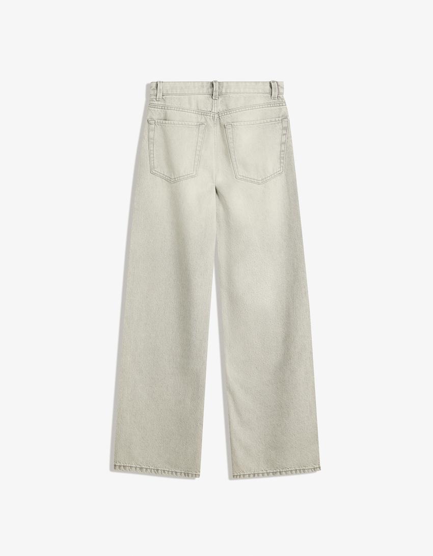 Straight wide-leg jeans-Dark grey-1