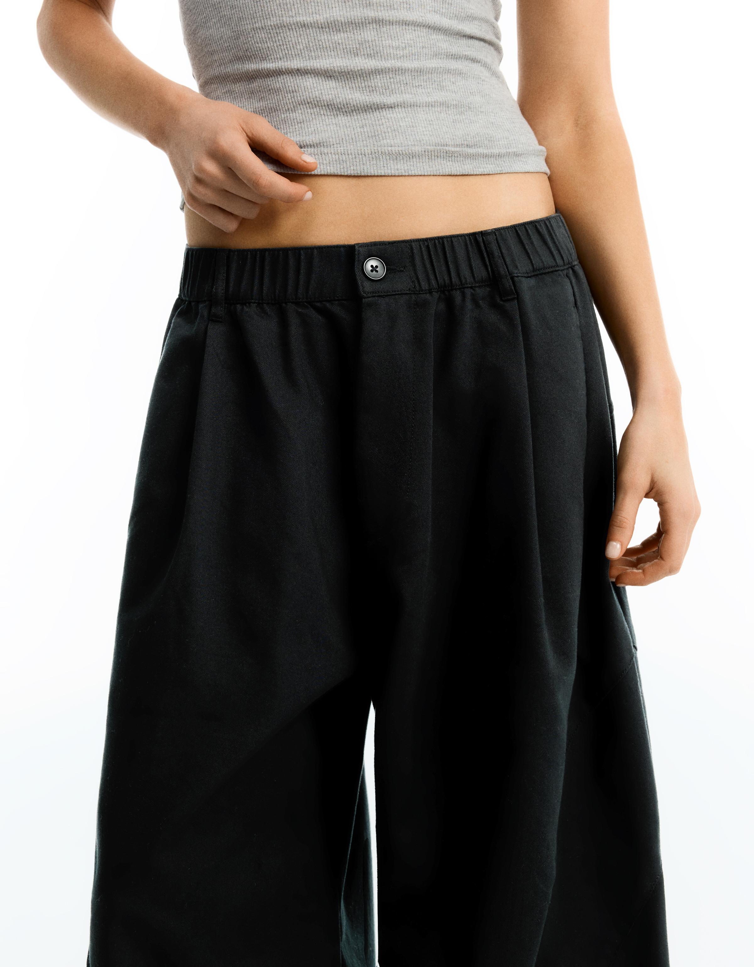 Bershka Pensli barrel fit pantolon görsel 4