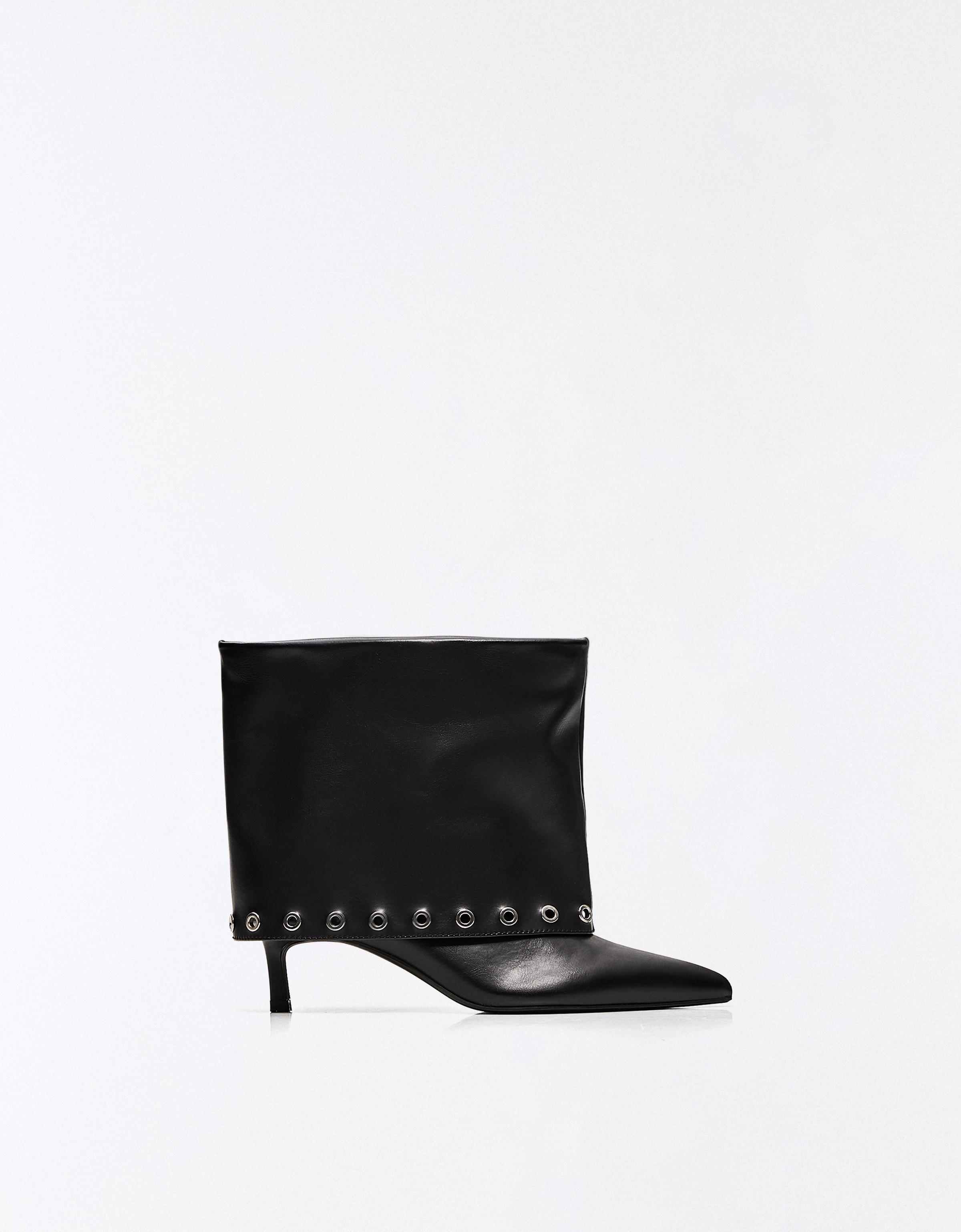 STUDDED TROUSER HEEL ANKLE BOOTS — BLACK