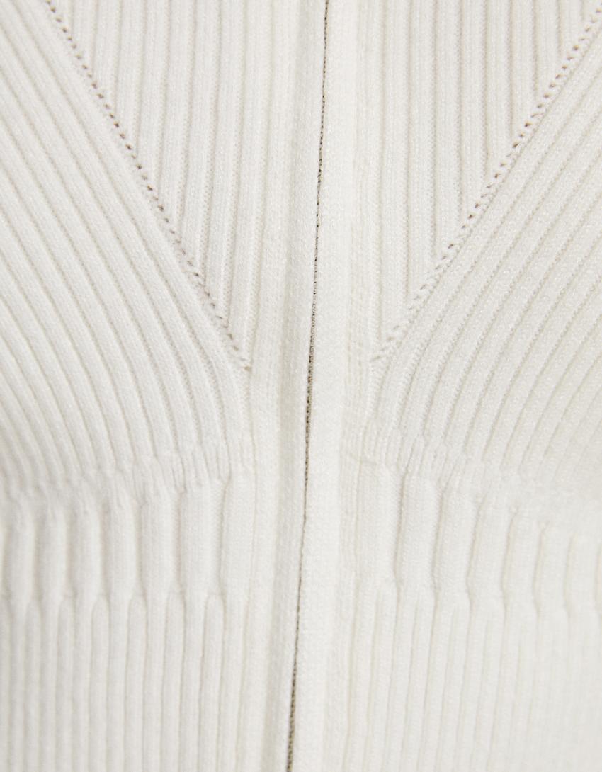 كارديغان مضلع بسحاب-كريمي-5