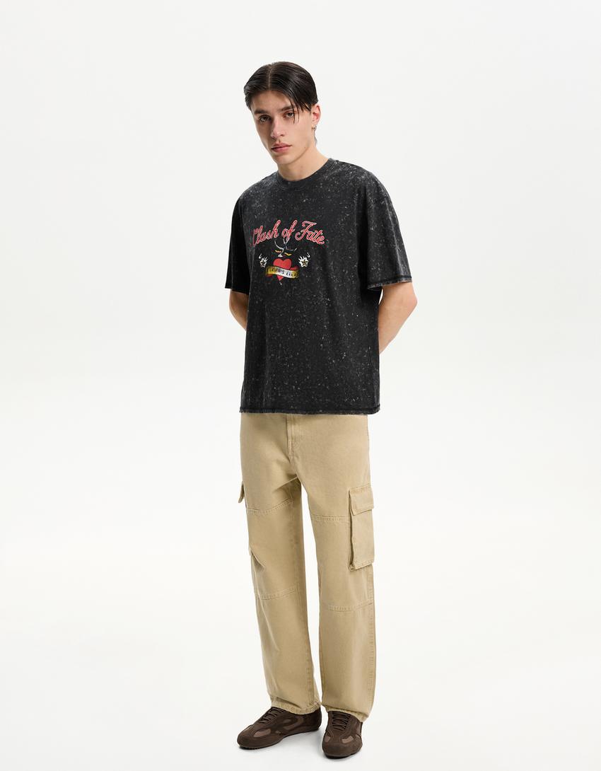 Jeans baggy cargo-Camel