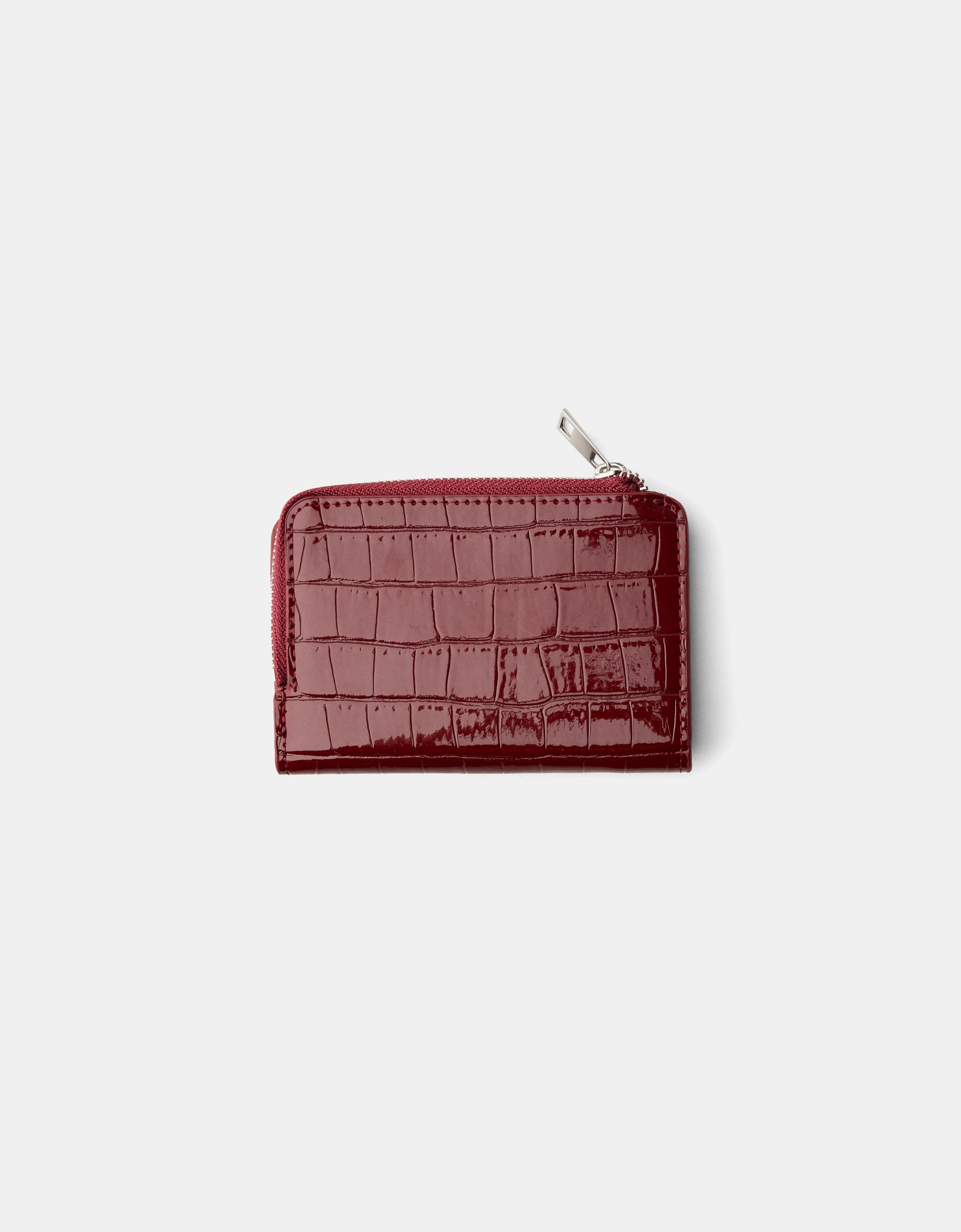 Textured zip purse — Burgundy