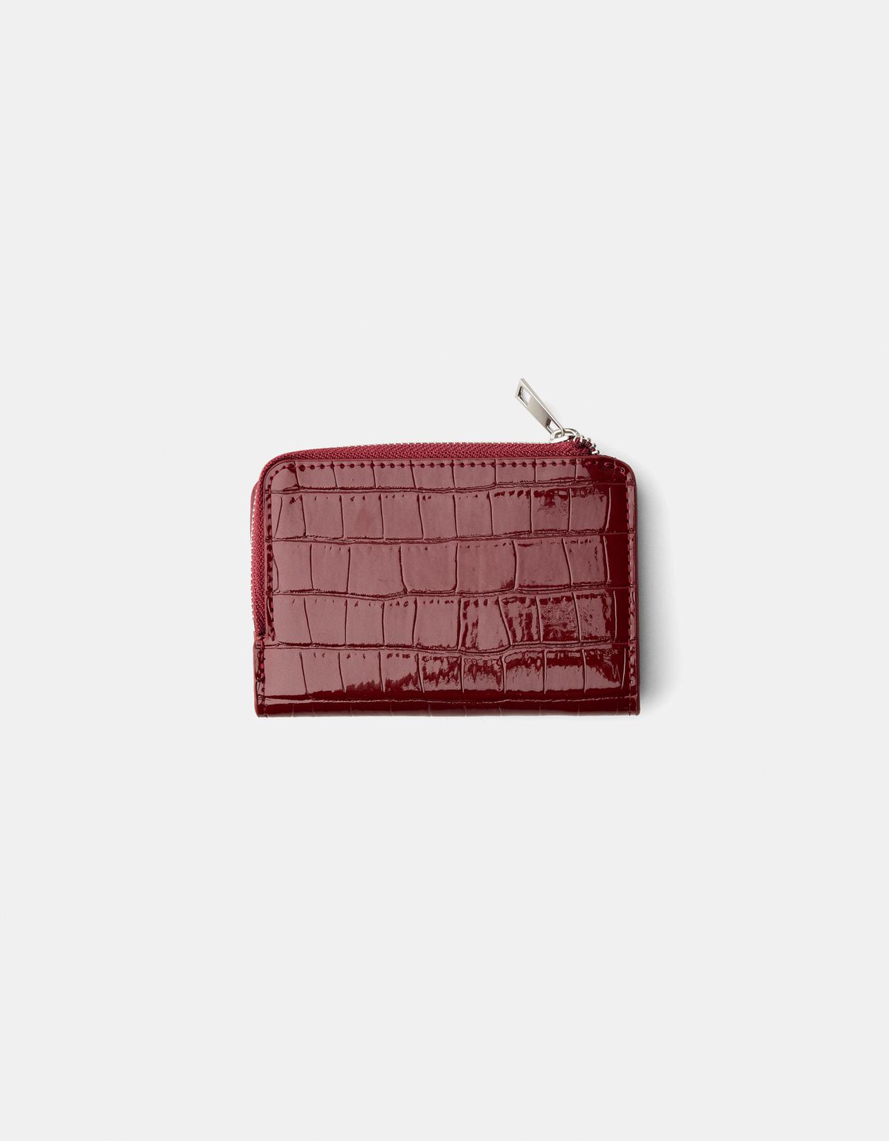 Textured zip purse — Burgundy