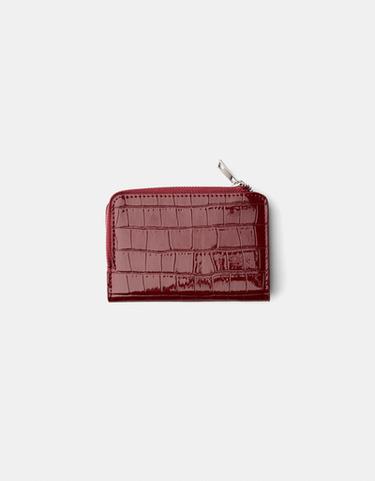 Textured zip purse — Burgundy 2