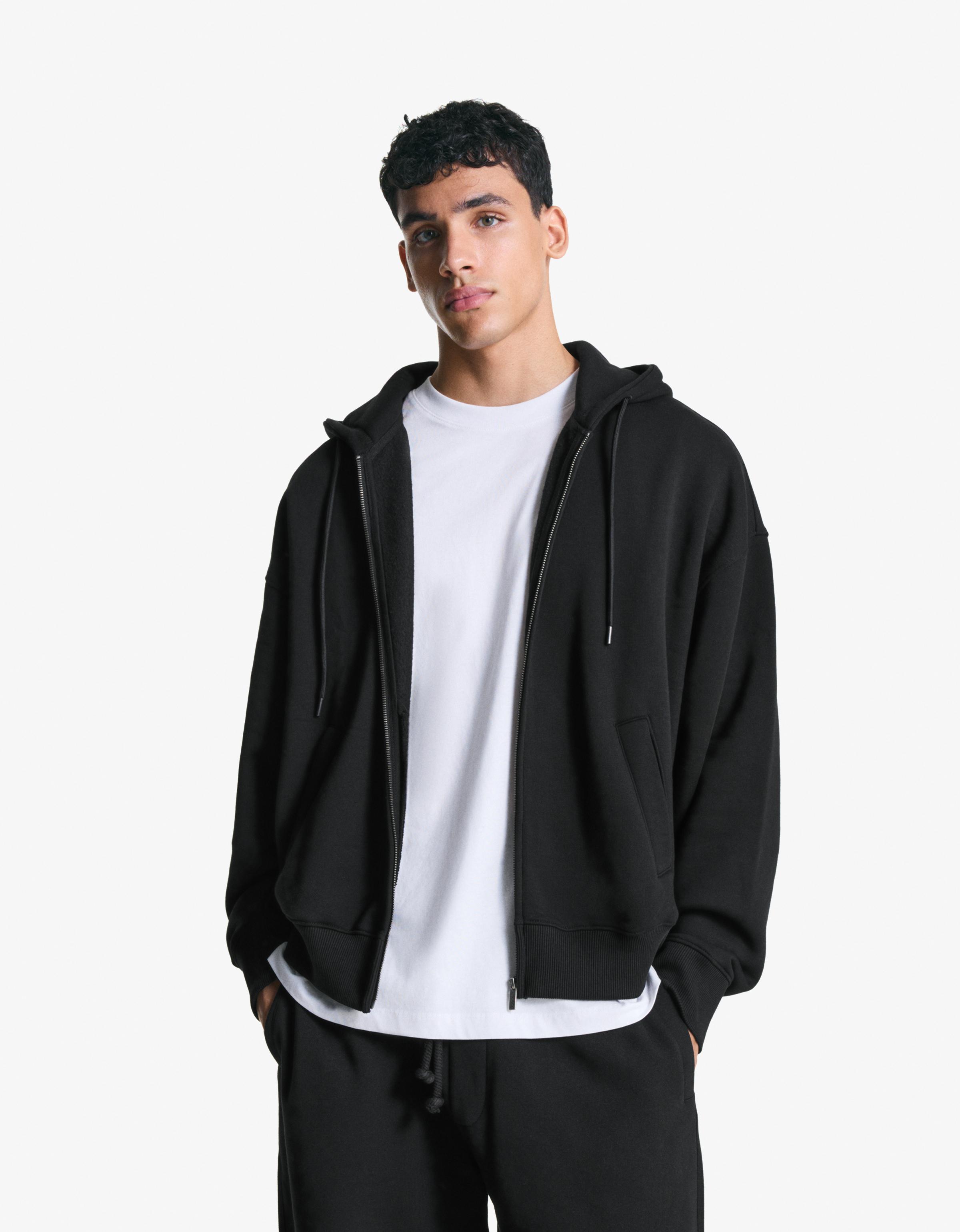 Bershka Kapuzen-Sweatshirt Mit Reißverschluss Herren S Schwarz