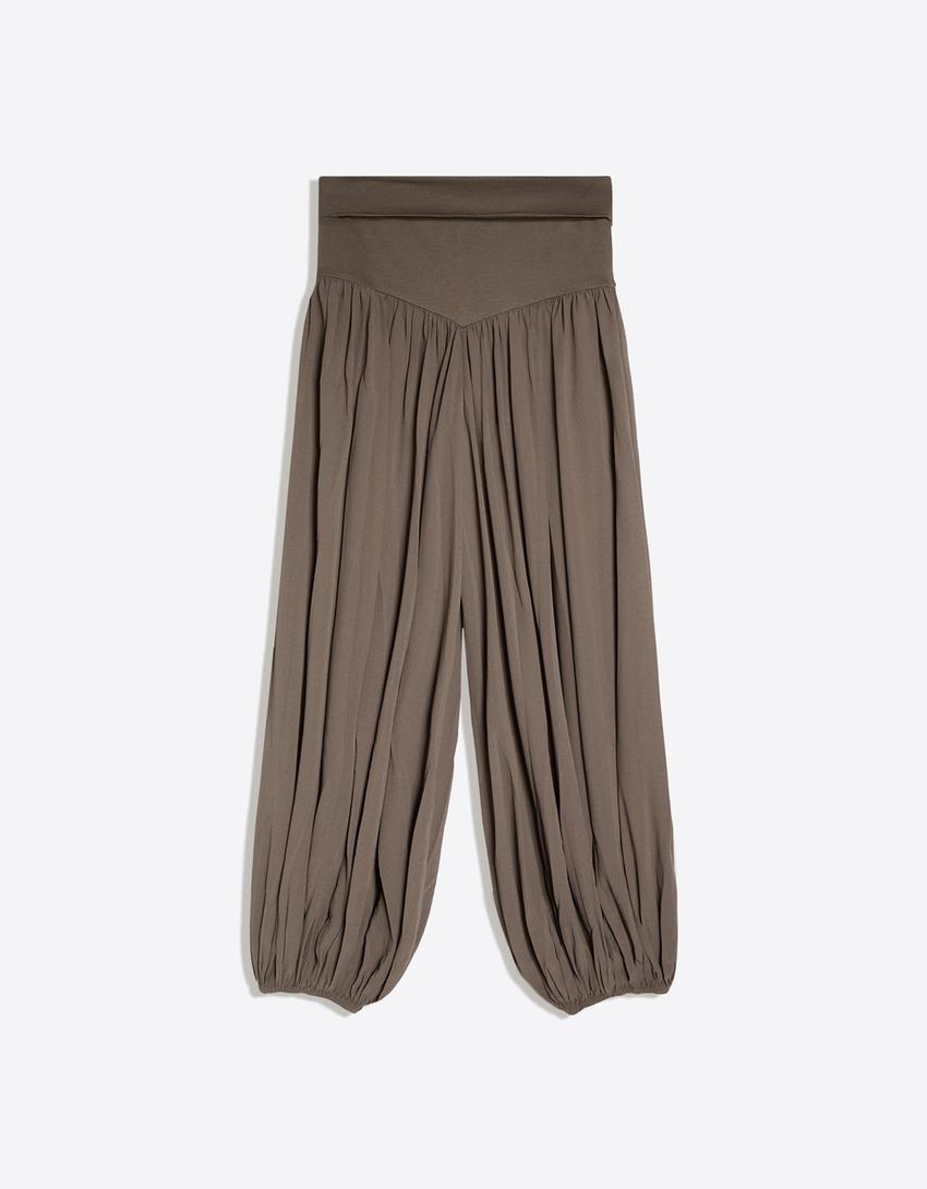 Drop crotch pants-Sand