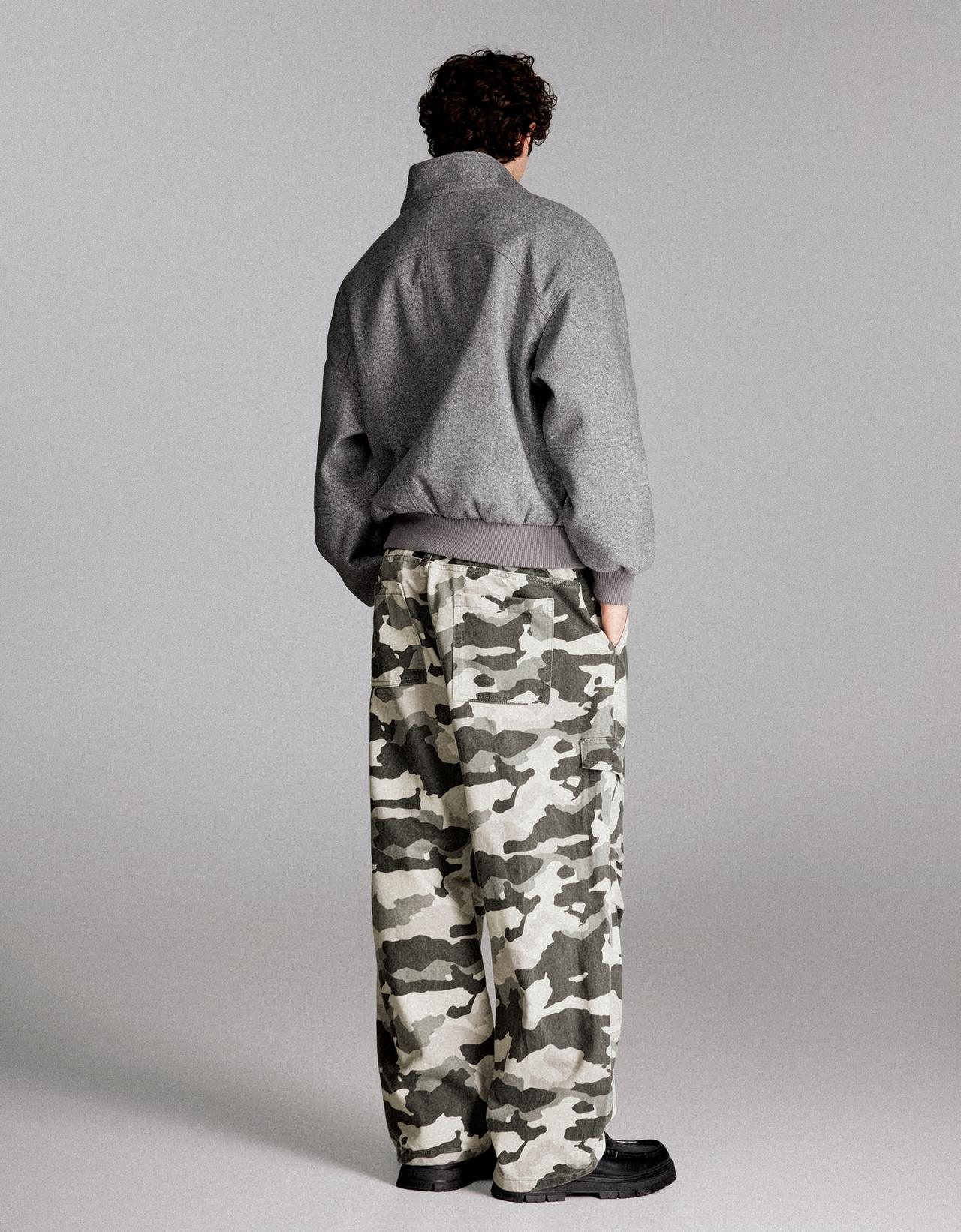 Drawstring print jeans — Dark grey