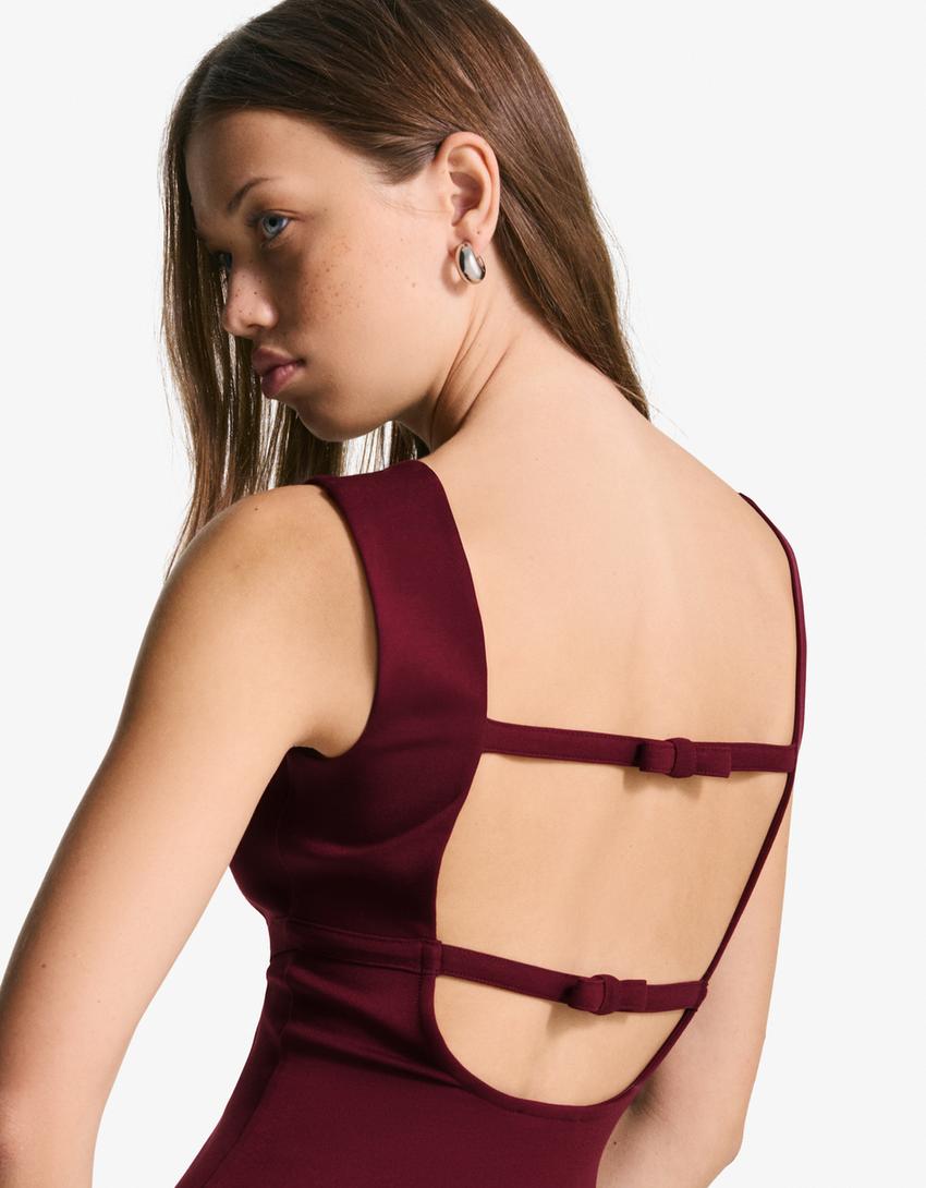Vestido mini lazos-Burdeos
