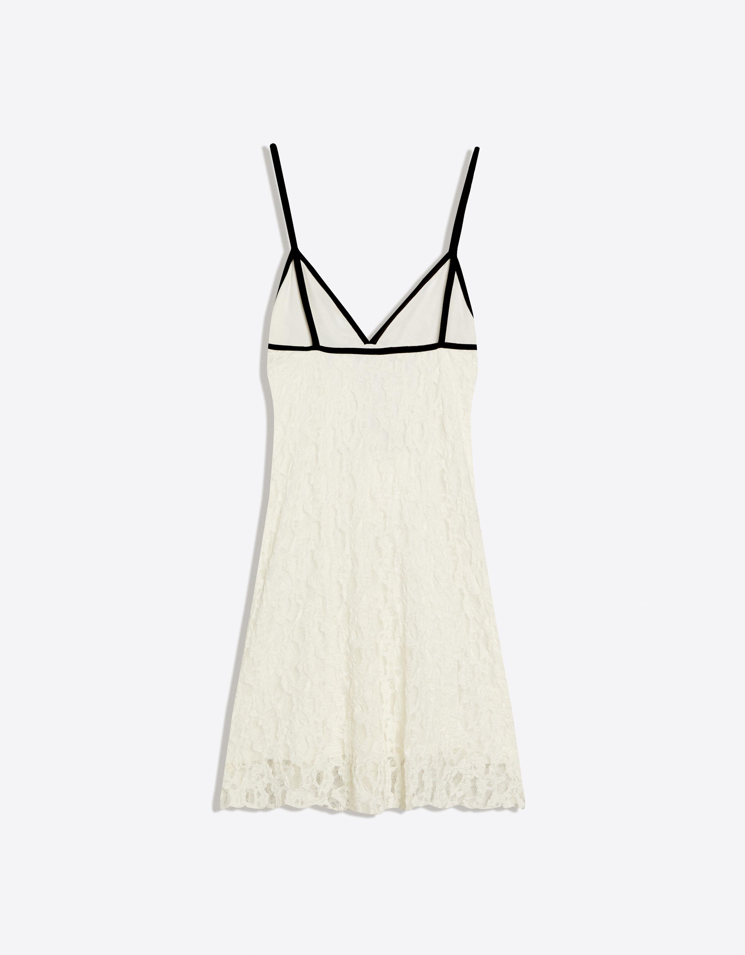 Kontrast dantelli mini elbise