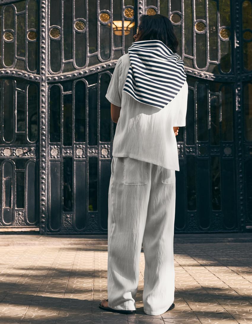 Pantalon baggy rustique-Blanc